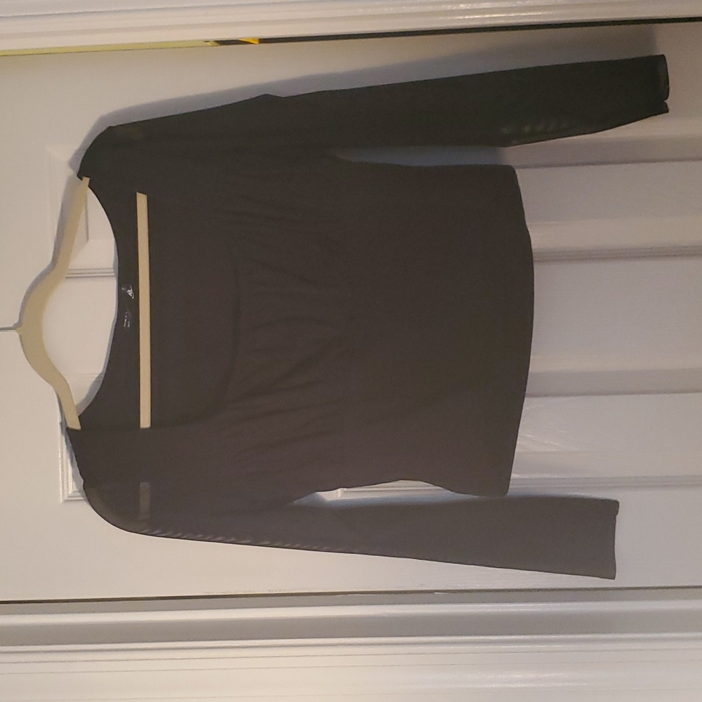 Cropped Black Mesh Sleeve Top